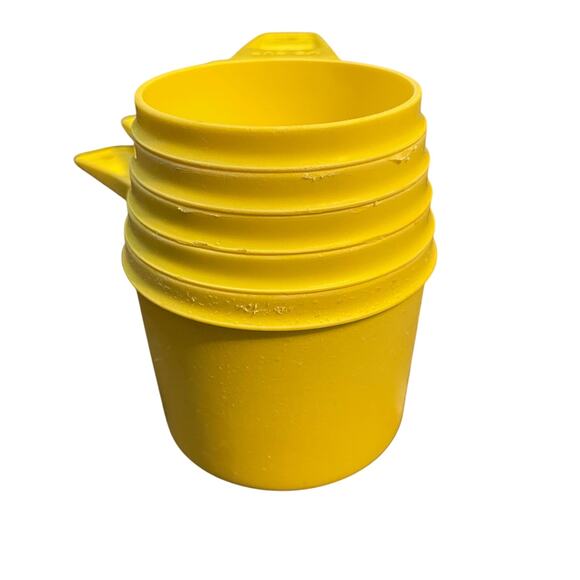 Tupperware Measuring Cups Yellow Nest Stackable Lot x5 761 762 763 764 Vintage - Picture 6 of 13